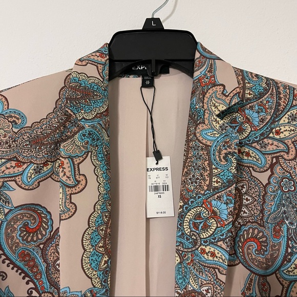 Express Paisley Notch Collar Boyfriend Blazer XS. - Picture 9 of 13